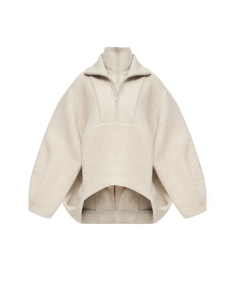Wool double-collar anorak