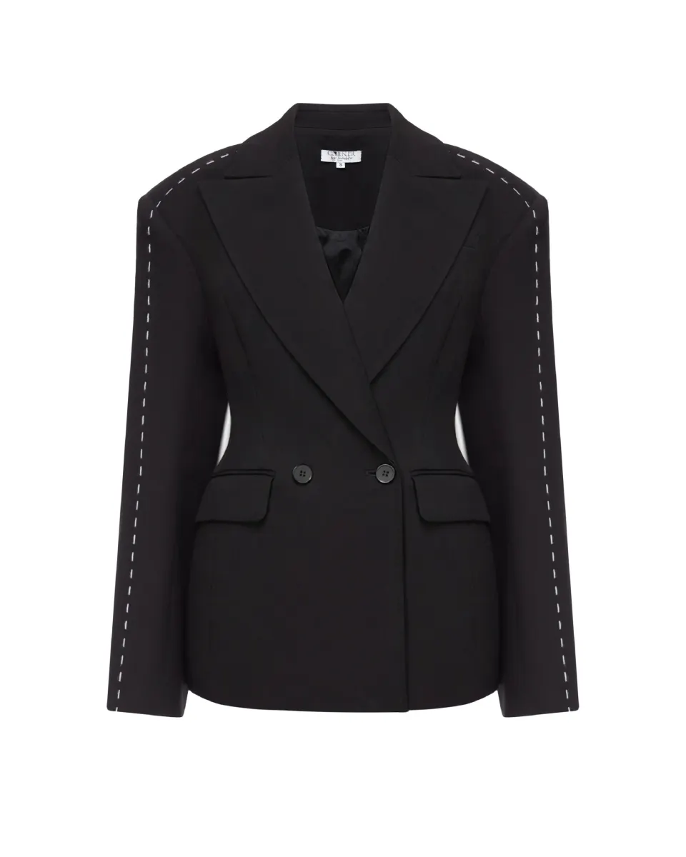 Fitted jacket with contrast embroidery