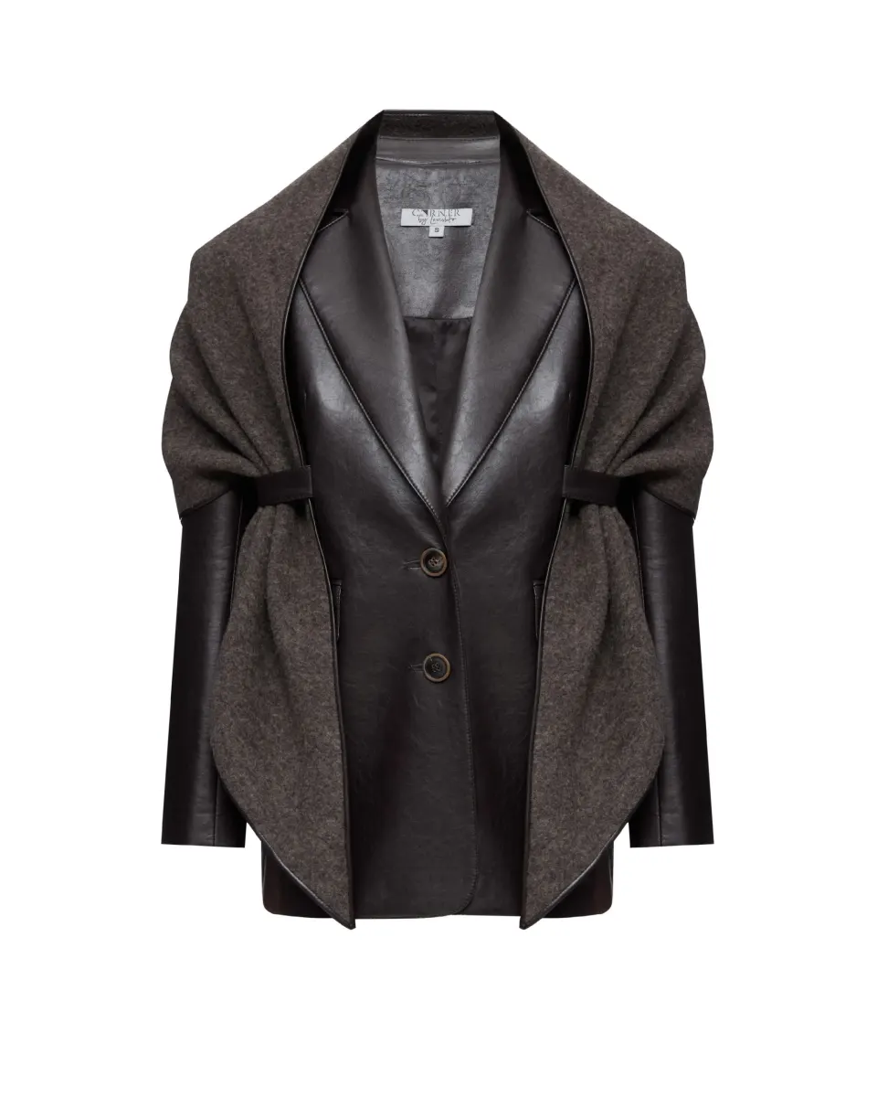 Oversized jacket with detachable scarf