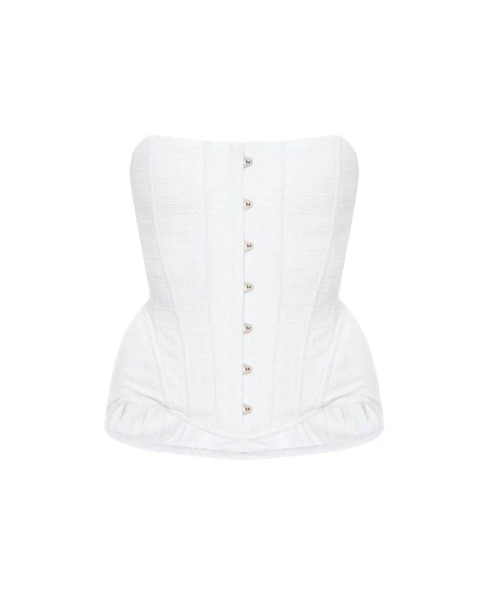 Sculptural textured cotton corset