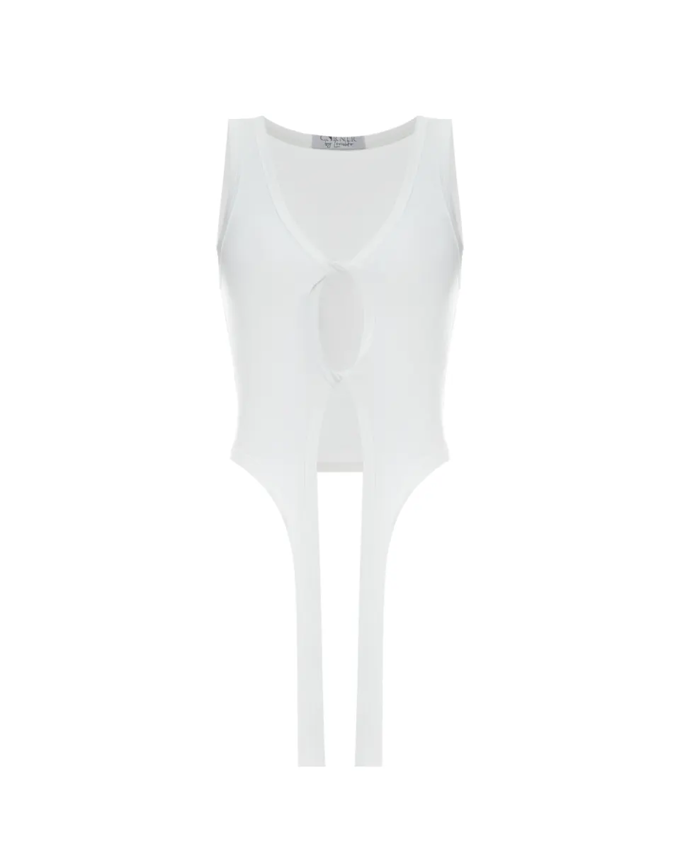Tank top with decorative garters