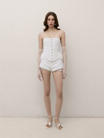 Textured cotton mini shorts 2