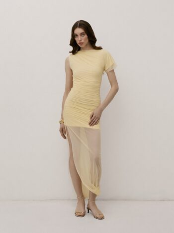 Draped dress with train 2