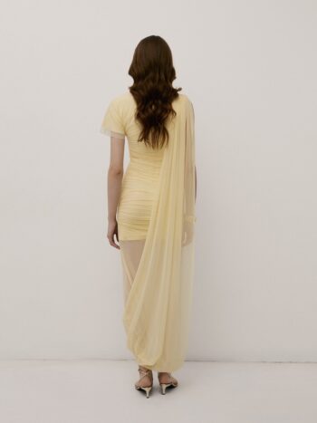 Draped dress with train 3